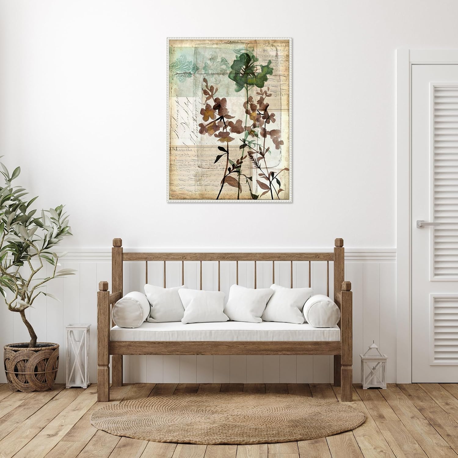 Amanti Art Framed Canvas Wall Art 42x32 Music Box Floral II by Jennifer Goldberger, Framed Wall Art Canvas, Flowers Artwork, Traditional Decor, Oversize Poster Painting for Living Room, Bedroom,