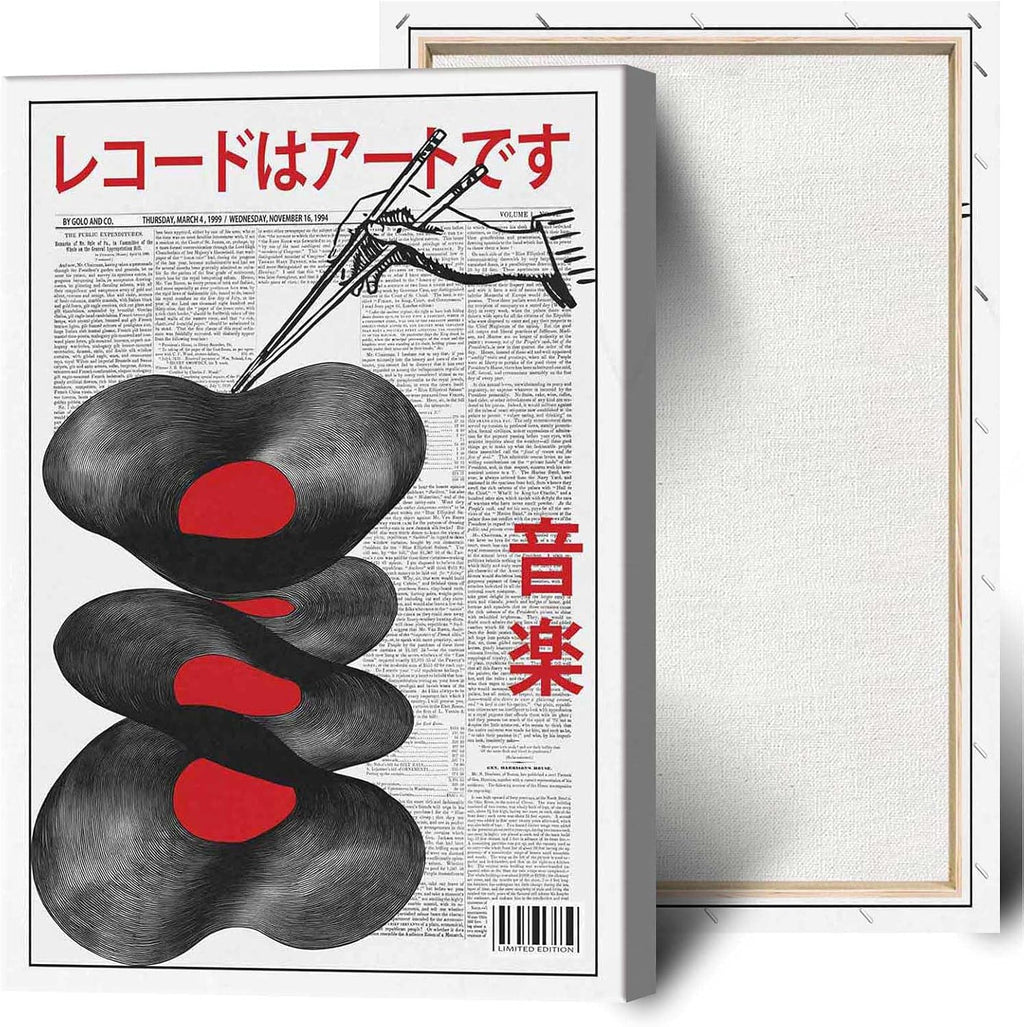 Funky Japanese Vintage Music Album Canvas Poster Retro Album Canvas Wall Art Funny Trend Fashion Japanese Music Album Art Print For Home Bedroom Dorm Wall Decor 24x36in Wooden Frame