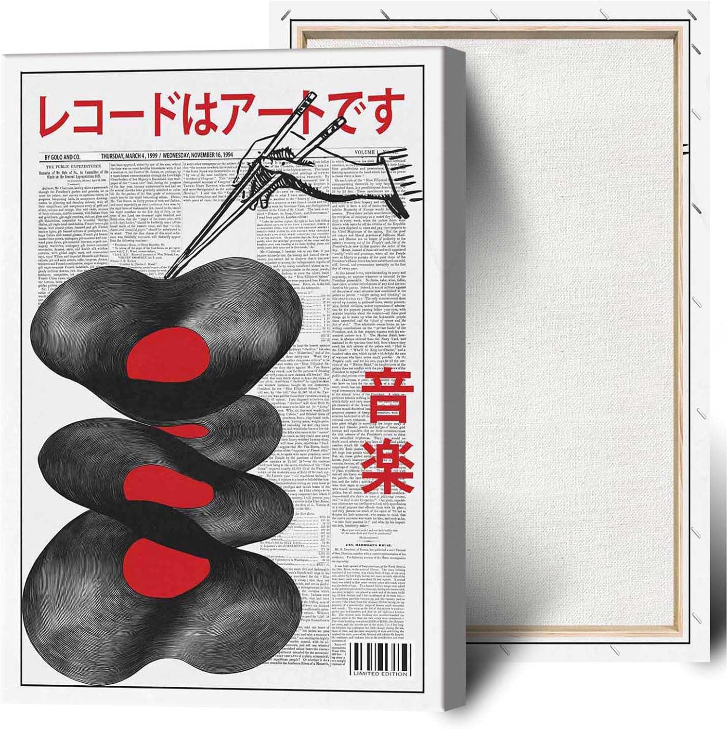 Funky Japanese Vintage Music Album Canvas Poster Retro Album Canvas Wall Art Funny Trend Fashion Japanese Music Album Art Print For Home Bedroom Dorm Wall Decor 24x36in Wooden Frame