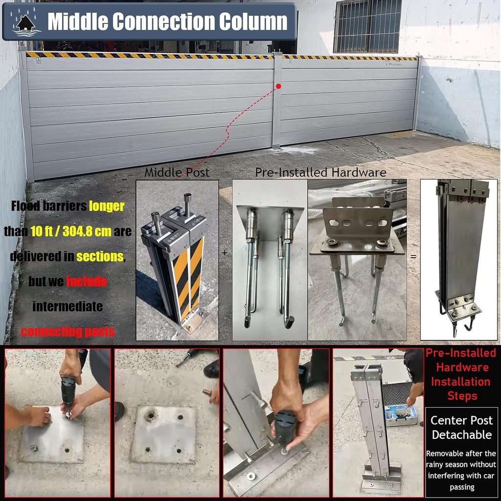 LXLZYXSF Custom Removable Water Blocker for Flooding, Flood Prevention Barrier Heavy Duty Aluminum Reusable, Doorways Flood Defense Panels Modular Units