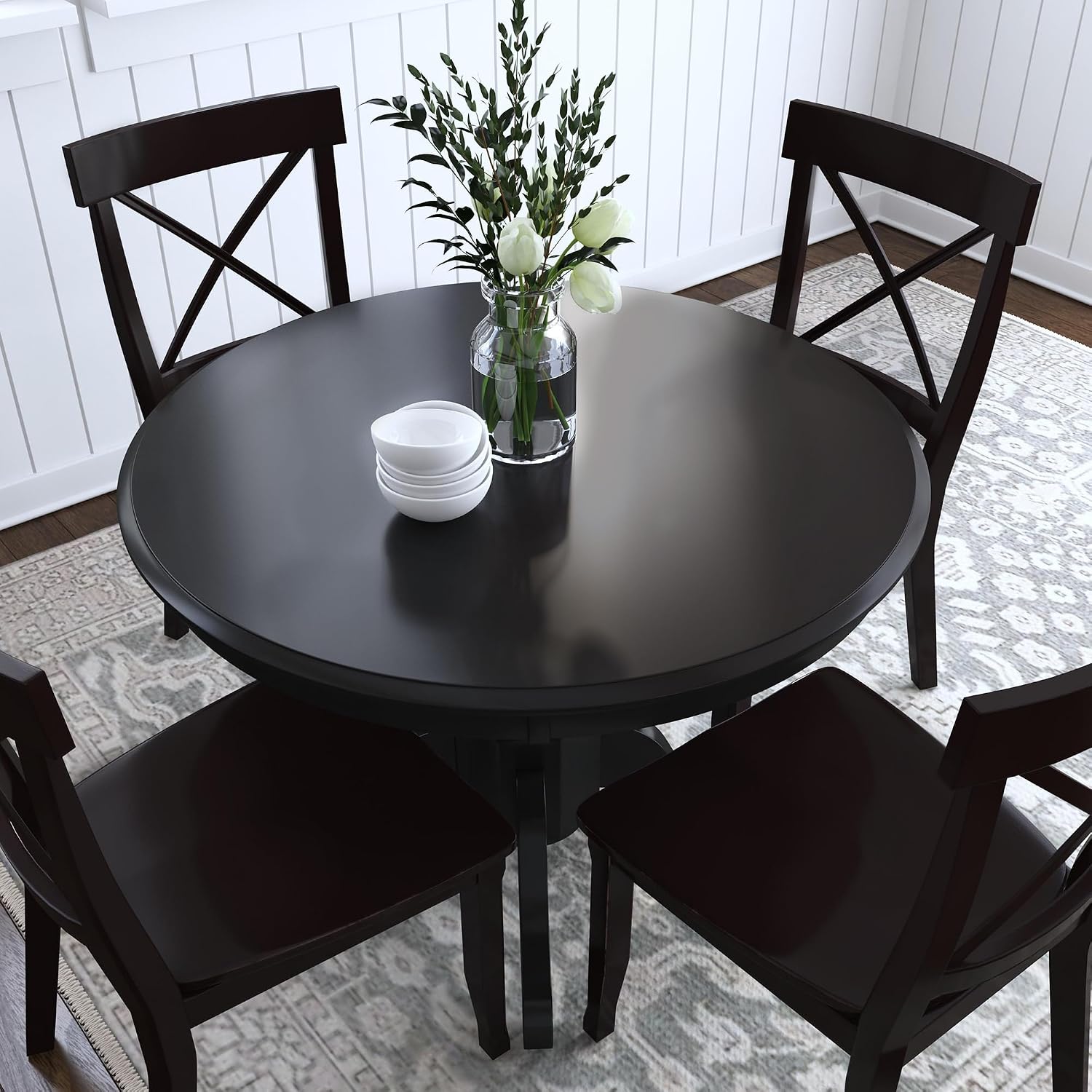 Homestyles Blair Black Round Dining Table, 42'