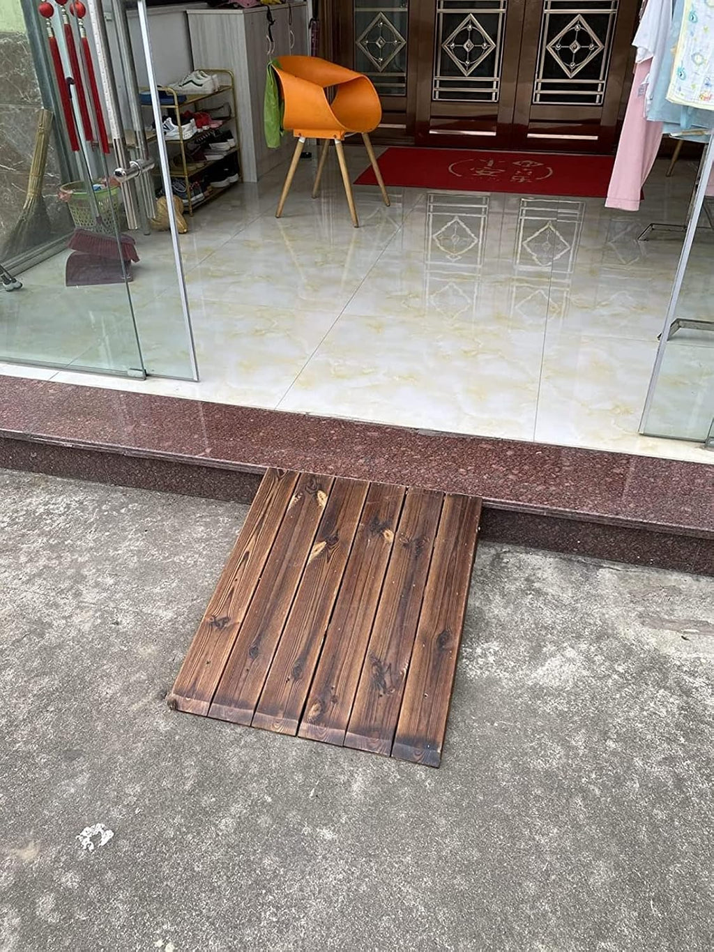 4' 7' 8' 10' 12' Rise Wheelchair Ramps for Transition Doorways,Driveways,Steps,Garages, Wood Home Threshold Ramps for Walkers/Motorcycle/Disabled Chair, Non-Skid Surface (Size : 60x70x18cm)