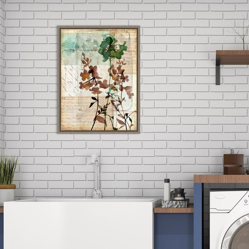 Amanti Art Framed Canvas Wall Art 24x18 Music Box Floral II by Jennifer Goldberger, Framed Wall Art Canvas, Flowers Artwork, Country Rustic Decor, Medium Poster Painting for Living Room, Bedroom,