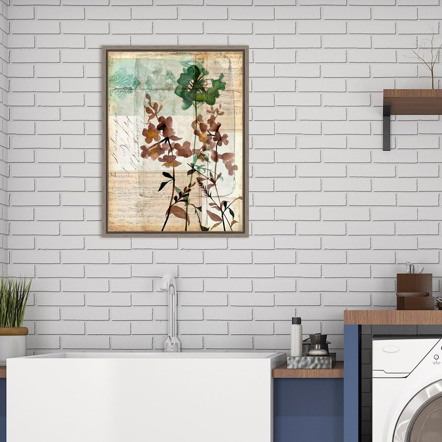 Amanti Art Framed Canvas Wall Art 24x18 Music Box Floral II by Jennifer Goldberger, Framed Wall Art Canvas, Flowers Artwork, Country Rustic Decor, Medium Poster Painting for Living Room, Bedroom,