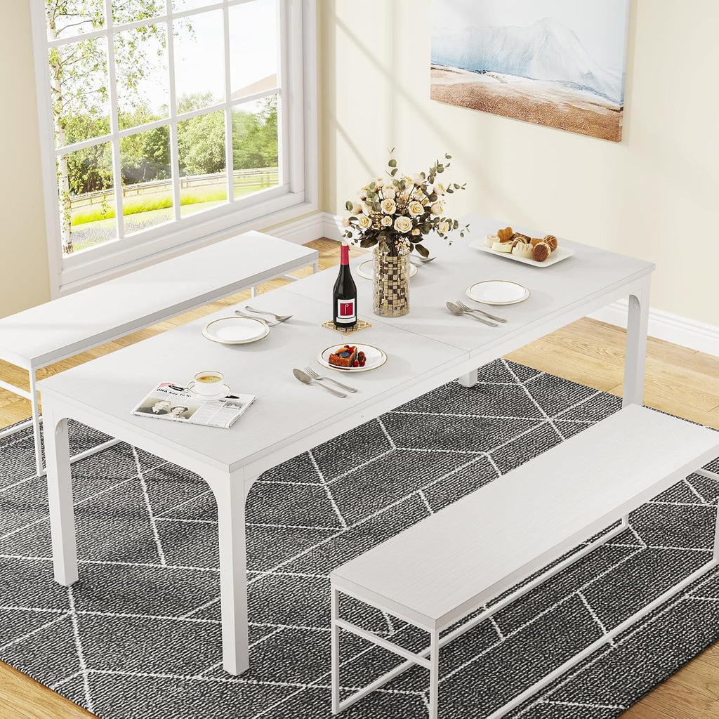 Tribesigns White Dining Table for 6-8 Person, 78-Inch Large Long Rectangle Kitchen Dinner Table for Dining Room, 78.7 x 27.5 x 29.5 Inches(Only Table)