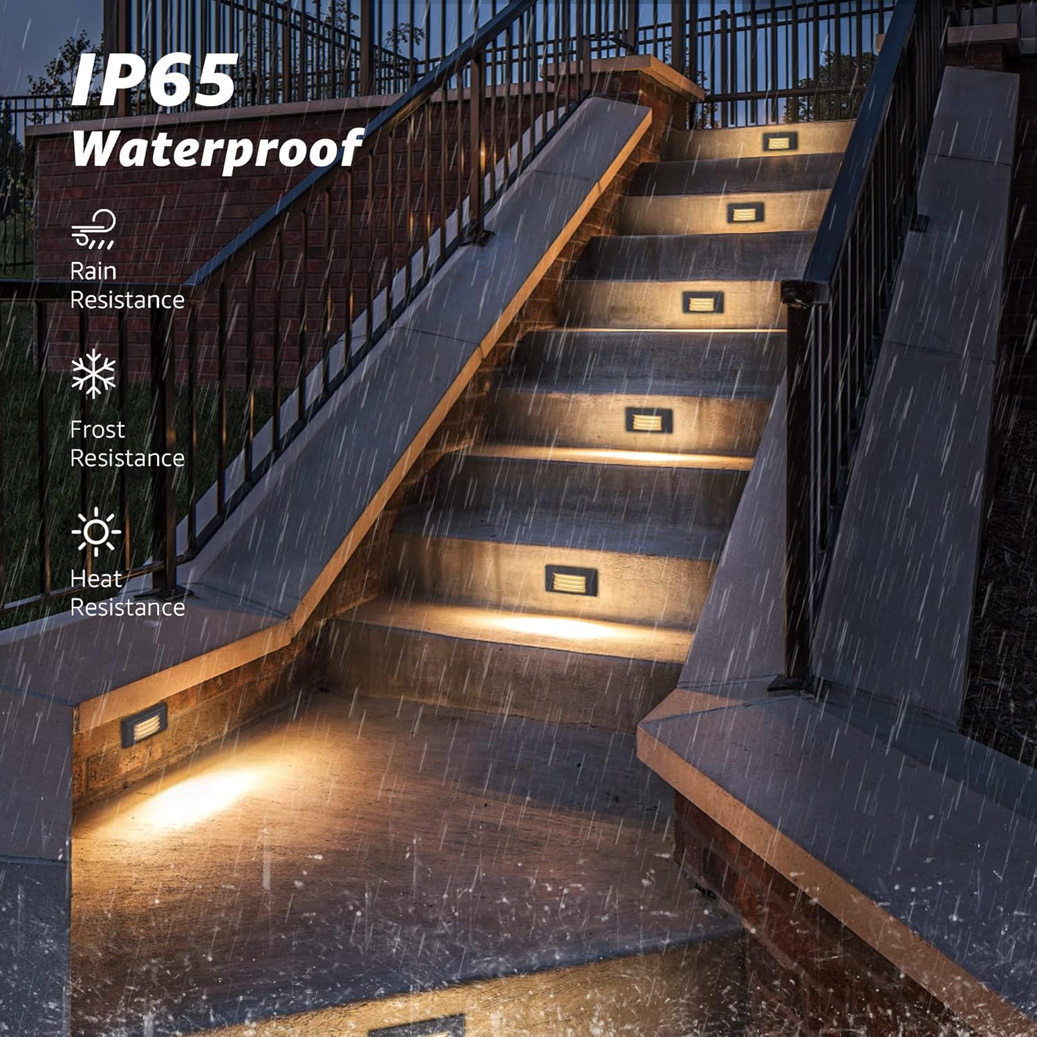 SUNVIE Low Voltage Step Lights Outdoor 5W LED Stair Lights with Horizontal Louver Faceplate Deck Lights for Steps Stairs Fences 12V 3000K 3.2FT ETL Listed Wire, Fastlock2 Connectors Included, 12 Pack