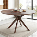 Bellemave Round Dining Table for 4-6, Solid Wood 47' Kitchen Table with Intersecting Pedestal Base, for Kitchen, Dining Room, Living Room (Walnut)