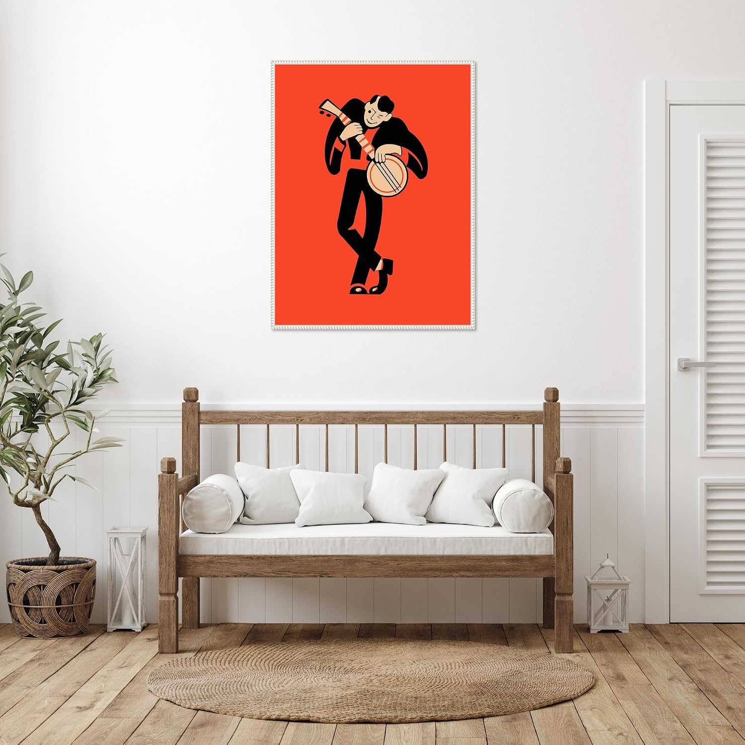 Amanti Art Framed Canvas Wall Art 42x32 The Banjo by Mark Rogan, Framed Wall Art Canvas, Music Artwork, Traditional Decor, Oversize Poster Painting for Living Room, Bedroom, Bathroom, Kitchen, Office