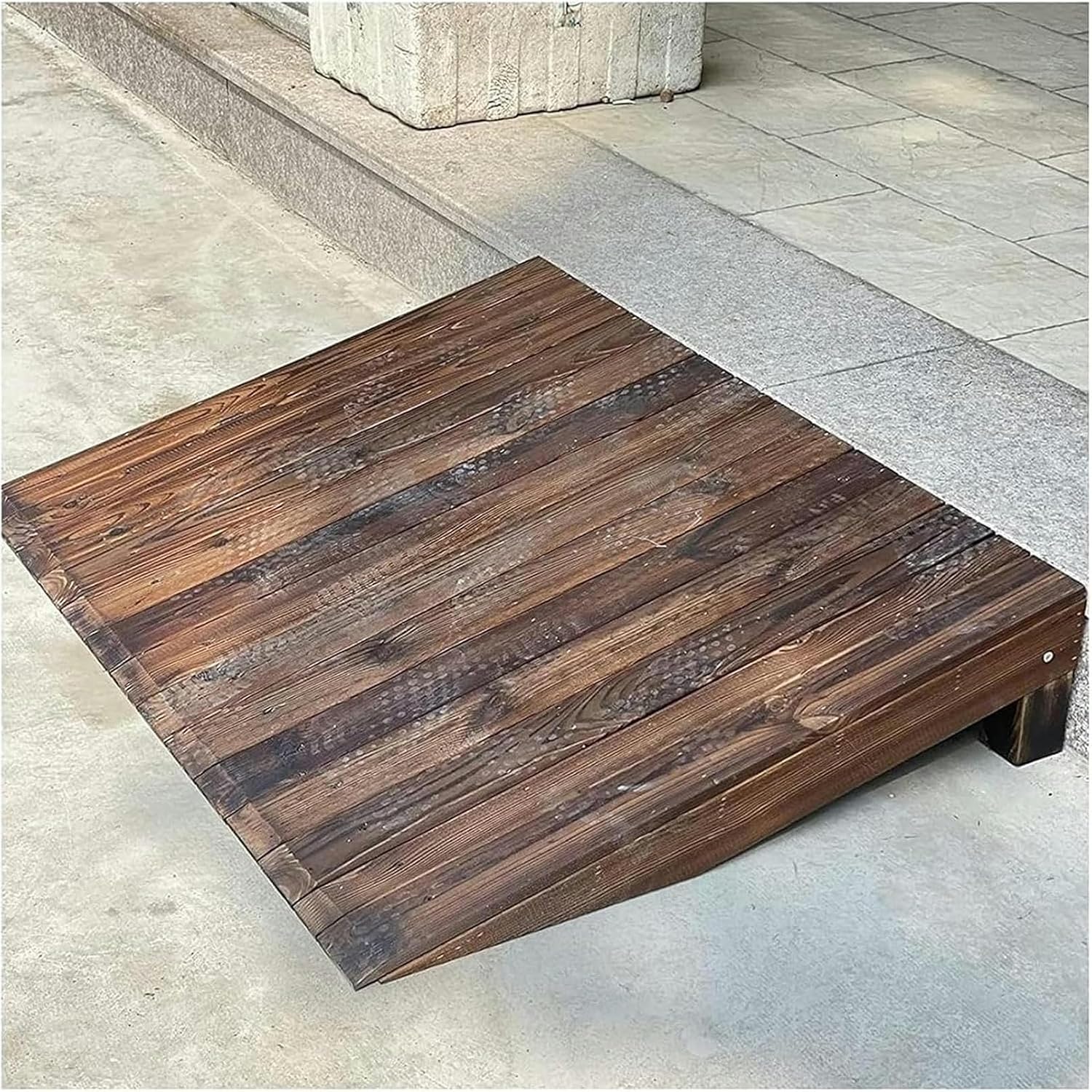 Threshold Ramp, Wooden Threshold Ramp for Doorway - Pine Threshold Ramp - Wood Angled Entry - Rated 880lbs Load Capacity - for Wheelchair and Scooter