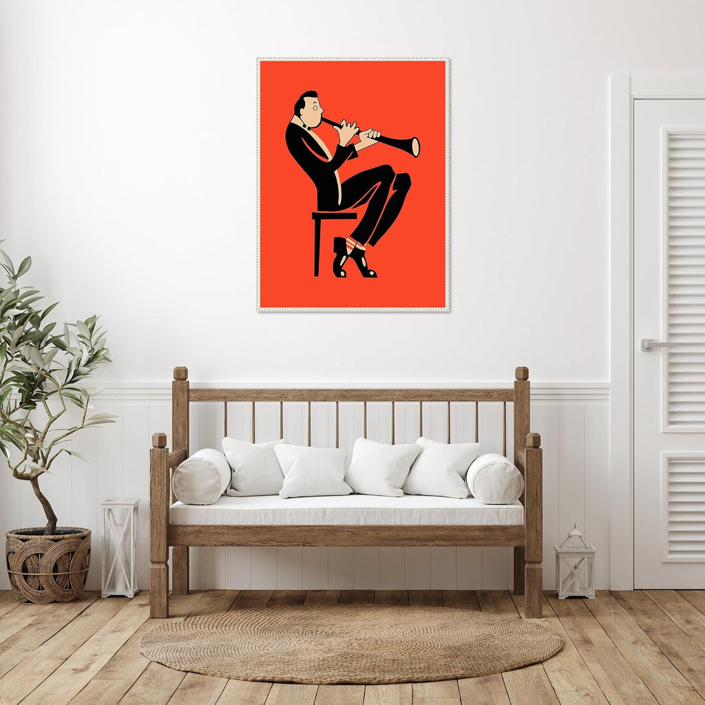 Amanti Art Framed Canvas Wall Art 42x32 The Clarinet by Mark Rogan, Framed Wall Art Canvas, Music Artwork, Traditional Decor, Oversize Poster Painting for Living Room, Bedroom, Bathroom, Kitchen,