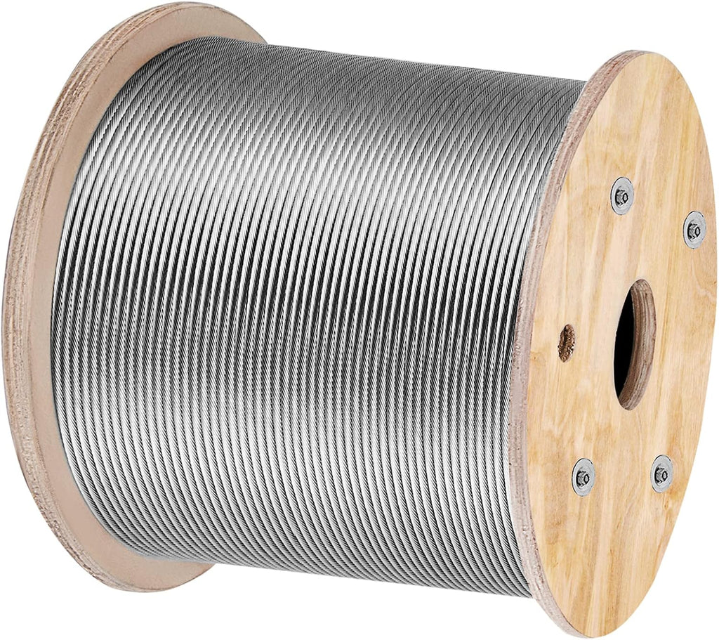 BestEquip 3/16 Stainless Steel Cable 1000FT, T316 Marine Grade Wire Rope 1x19 Aircraft Cable Railing for Deck Rail String Lights Hanging Porch Fence DIY Baluster
