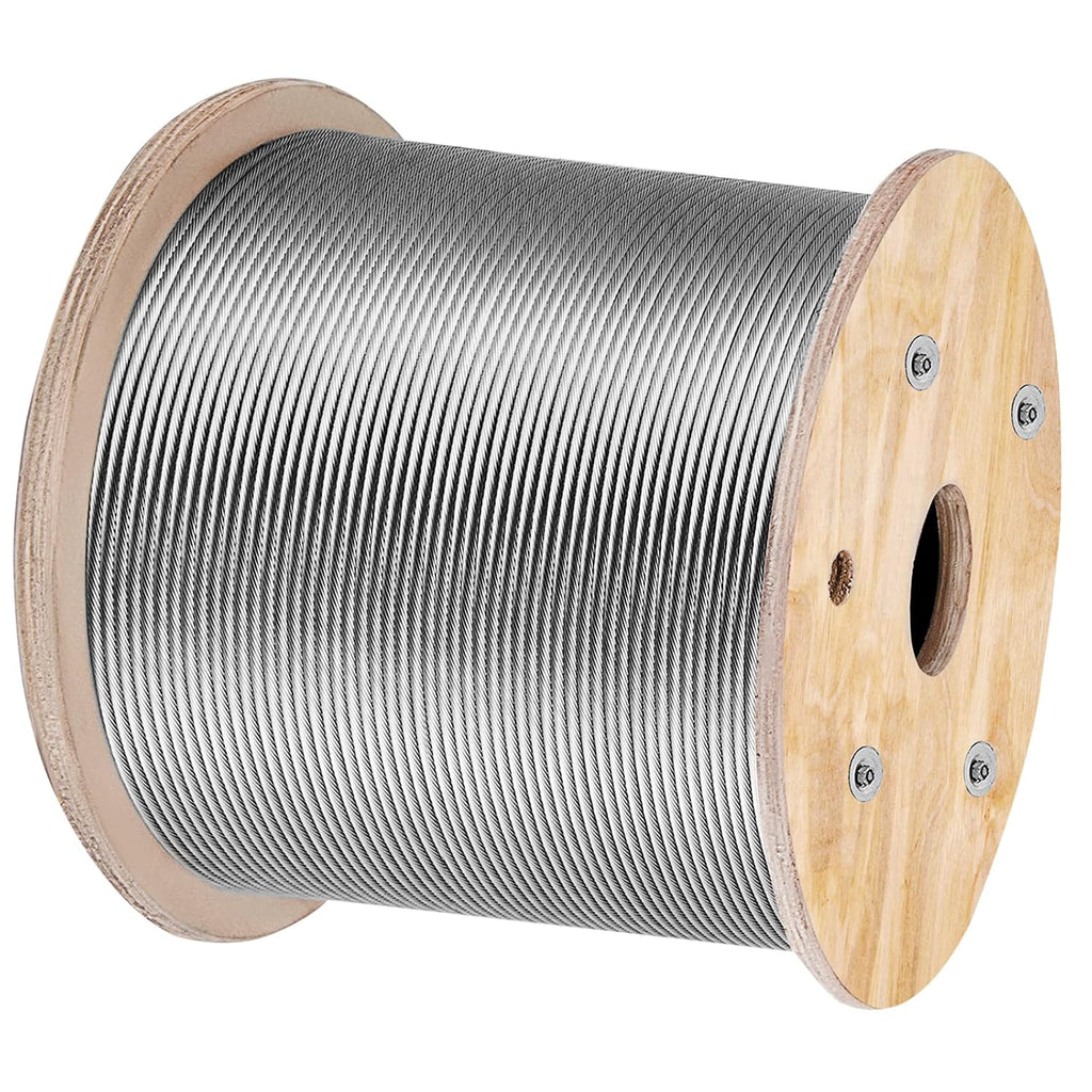 VEVOR 3/16 Stainless Steel Cable 1000FT, T316 4700 LBS Breaking Strength Thickened Cable Railing System Wire Rope Aircraft Deck Railing Kit Fence Wire