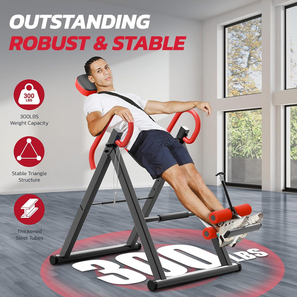 YOLEO Gravity Inversion Table for Back Pain Relief 2026 New Inversion Table w/Lumbar Support Easy to Assemble Back Stretcher Machine 300 lbs