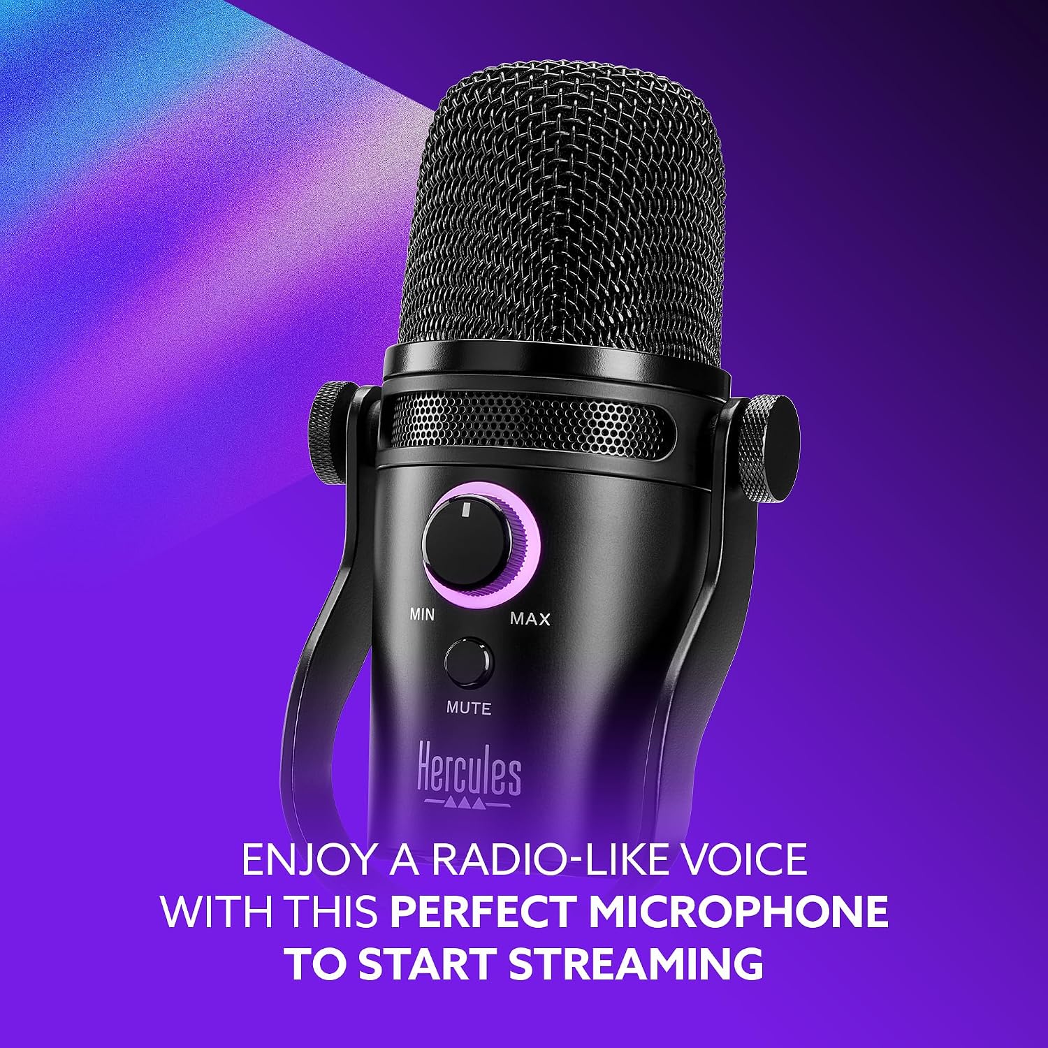 Hercules Stream Starter Kit, Includes Stream 100 and HUD-600 USB Microphone + 3 Months Voicemod Pro, Core Streaming apps pre-Integrated (OBS, Streamlabs), Compatible with PC Only