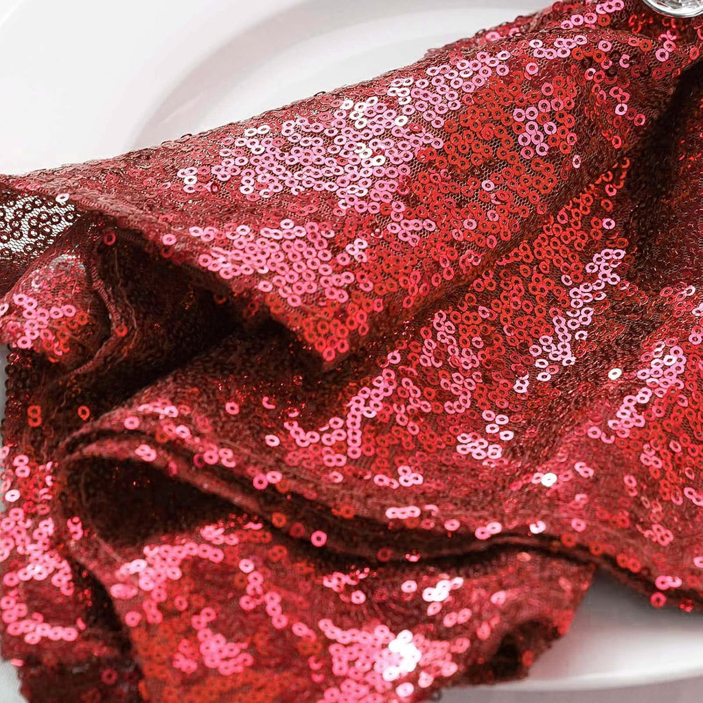 50 pcs 20-Inch Red Sequins Napkins - for Wedding Party Restaurant Holiday Dinner