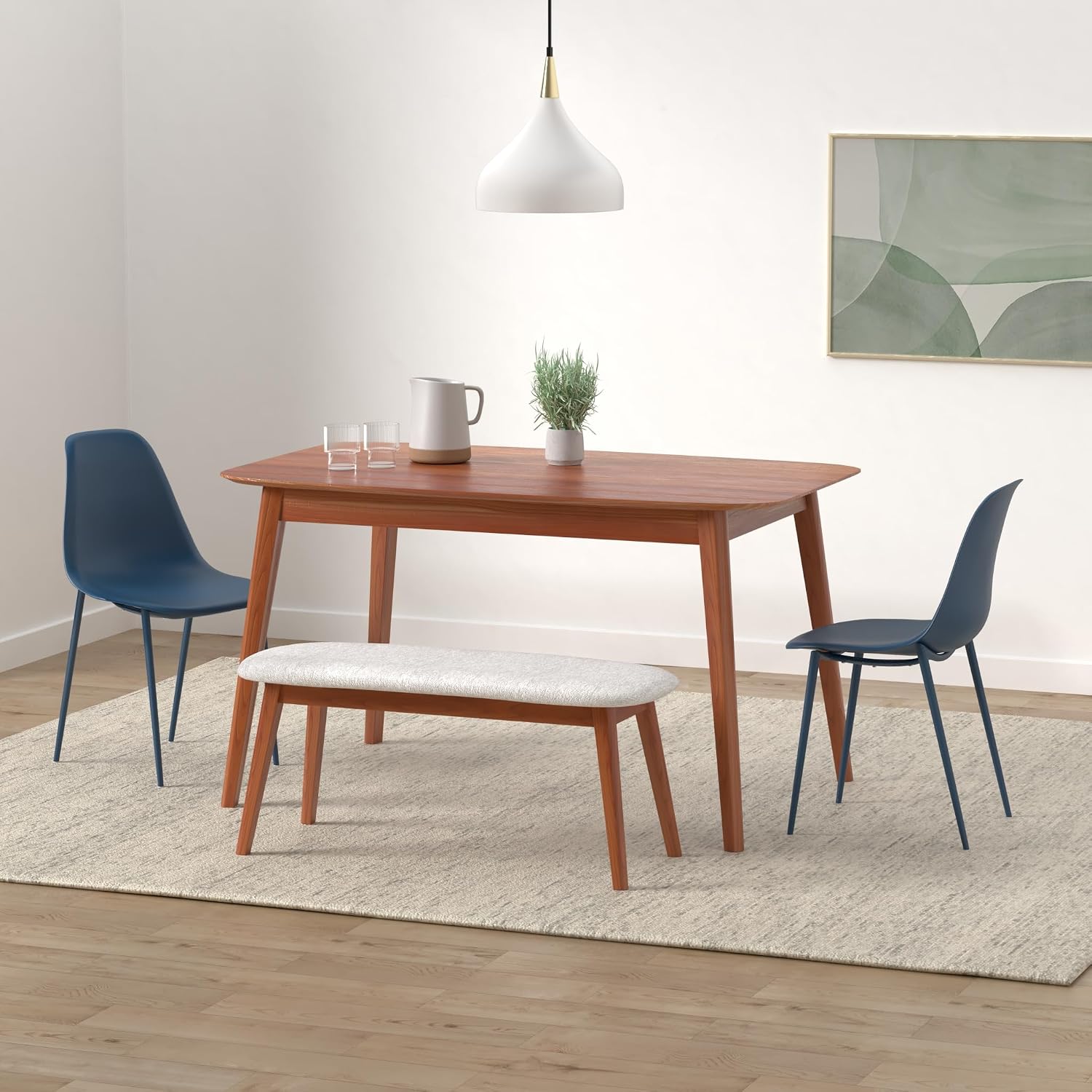 Poly & BARK Isla Modern Kitchen Chairs Set of 4 - Plastic Dining Chair with Metal Legs - Quick Assembly Simple Cafe Chairs Plastic for Indoor or Outdoor - Lago Blue