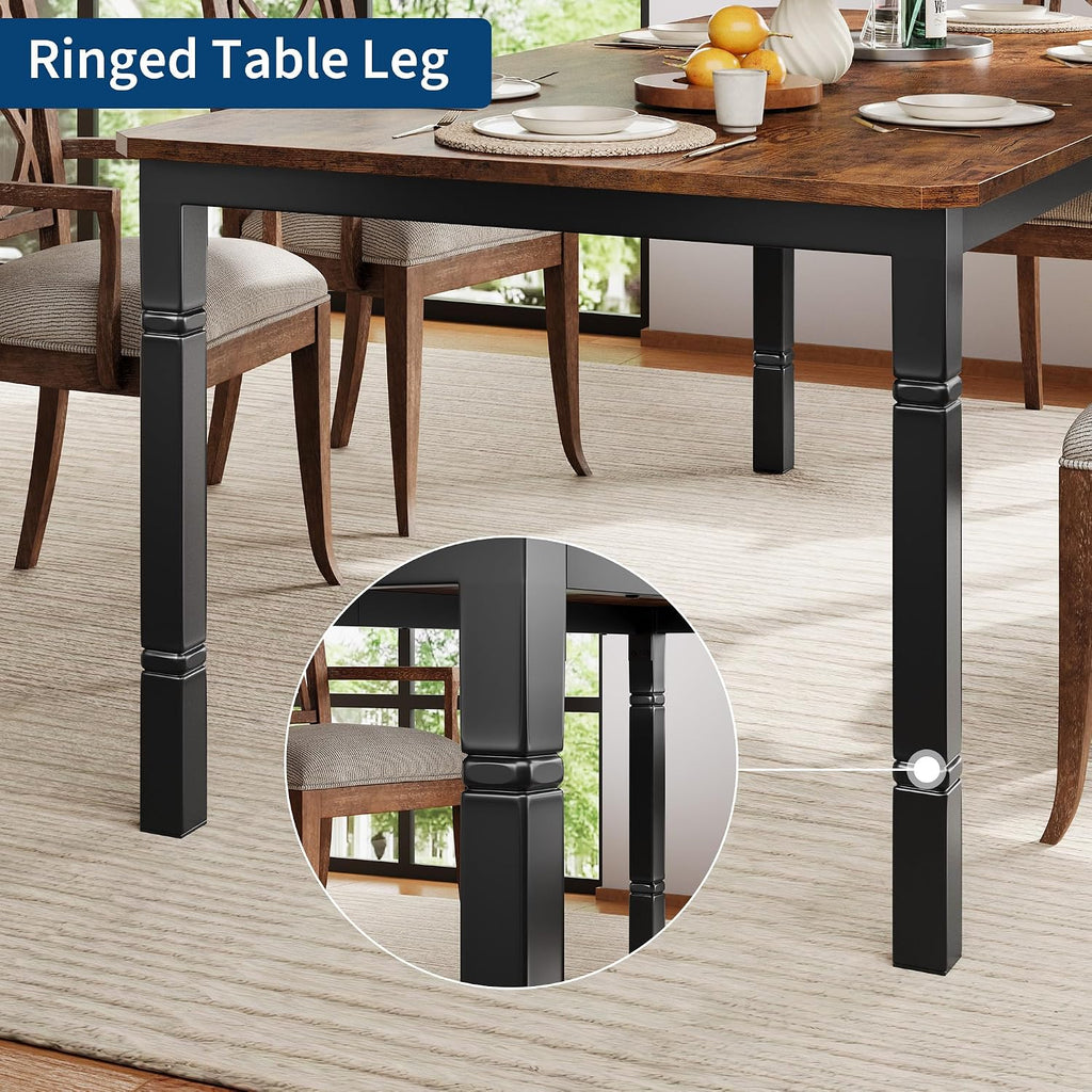 Garvee 78 in Large Industrial Dining Table for 6-8, Kitchen Table with Heavy Duty Metal Legs, Wood Desk with Chamfer Corner for Dining Room, Kitchen, Living Room, Easy Assembly