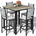 AWQM 5-Piece Dining Table Set, Dining Table Set for 4, Counter Height Table & 4 Velvet Bar Stools, Modern Kitchen Dining Set, Compact Dining Set for Small Spaces (Gray & Velvet Chairs)