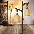 Scenekoy 68' High Farmhouse Rustic Country Cottage Floor Lamp Tree Trunk Faux Wood Column Dark Bronze Wicker Drum Shade Decor for Living Room Bedroom Reading Room