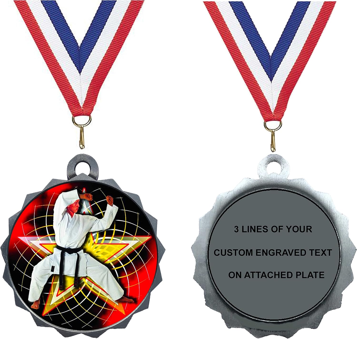 Express Medals Various Styles 1 to 50 Pack of Engraved Silver Martial Arts Medals Trophy Award with Neck Ribbon Medal Trophies Gift Prize Karate