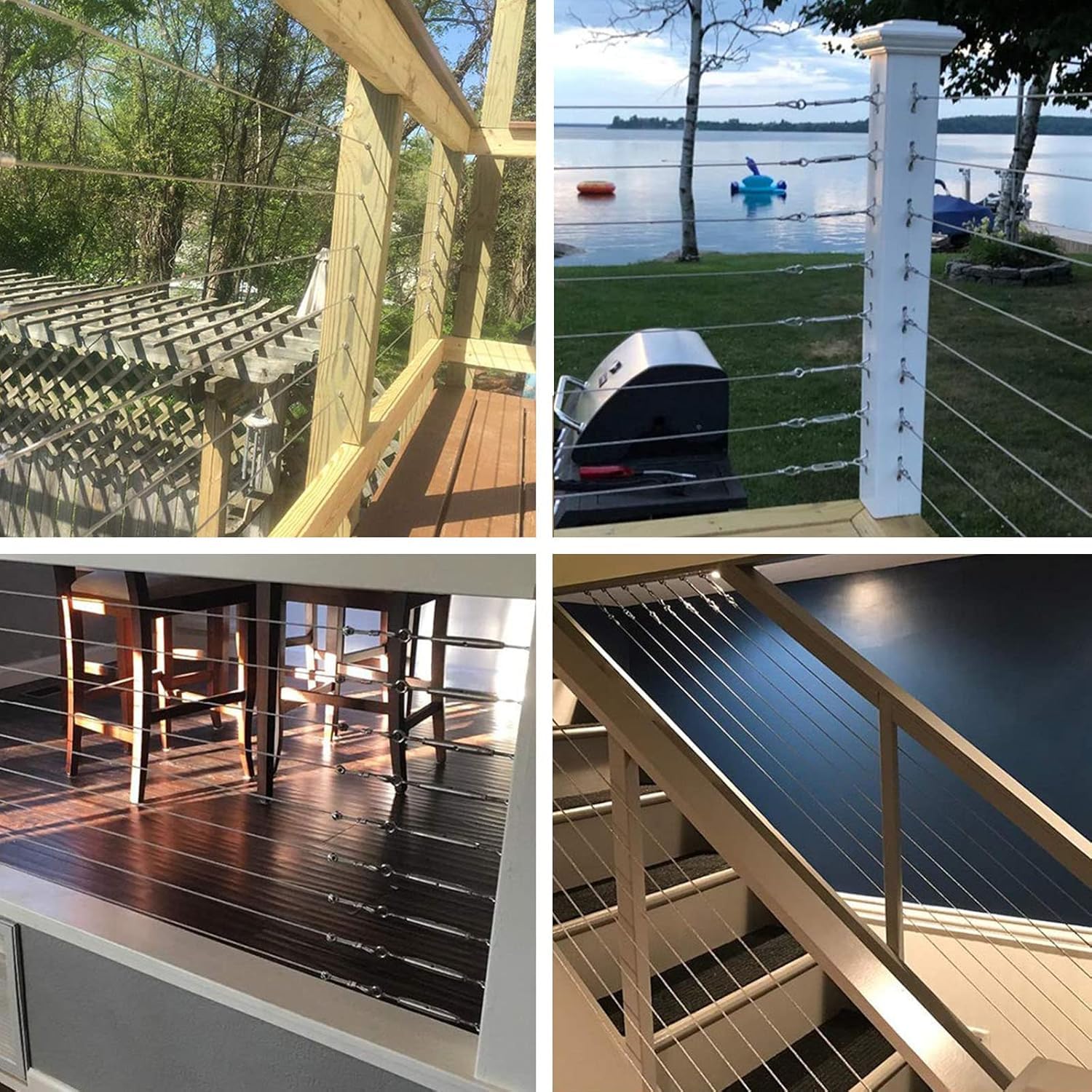 1/8 T316 Stainless Steel Cable with Cutter7x7 Strands Construction,for Deck Railing, String Lights Hanging Wire, Porch Fence 1300FT