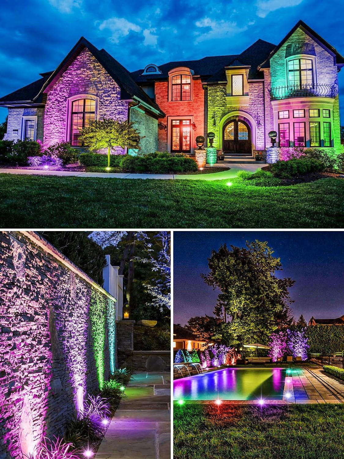 ZUCKEO Low Voltage Landscape Lighting RGB Well Lights Landscape LED In Ground Light, Outdoor Color Changing Landscape Lights, 12-24V Accent Spotlight for Yard Garden Pathway (20Pack with Connectors)