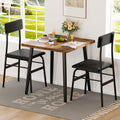 IDEALHOUSE Small Dining Table Set for 2, 3 Piece Kitchen Table Set with 2 Upholstered Chairs, Breakfast Table for Samll Space, Dining Room, Apartment, Restaurant, Rustic Brown