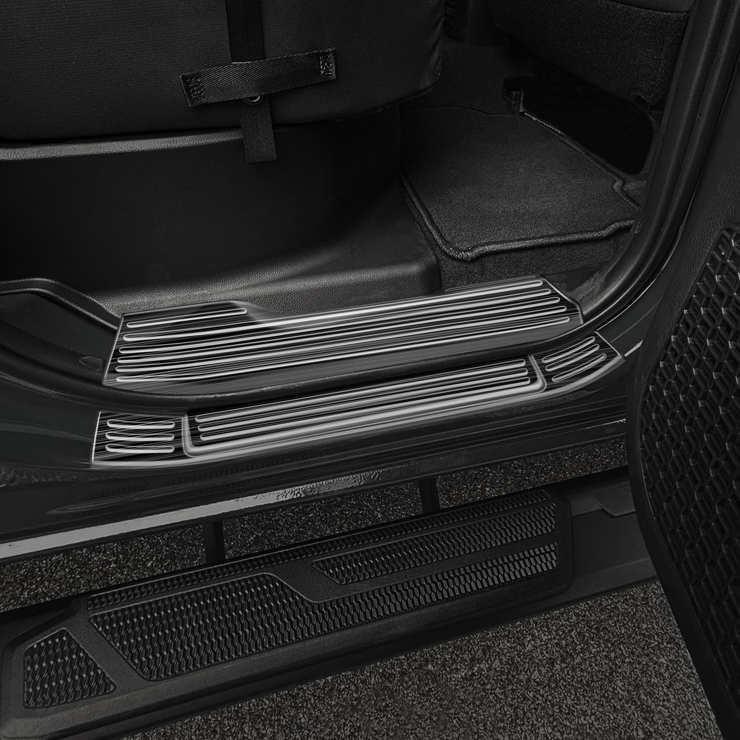 CTH for Toyota Tacoma 4-Dr 2025-2026 Car Door Sill Threshold Plate Door Pedal Door Kick Protector Cover Trim Stainless Steel Car Accessories 8pcs (Interior + Exterior, Black)