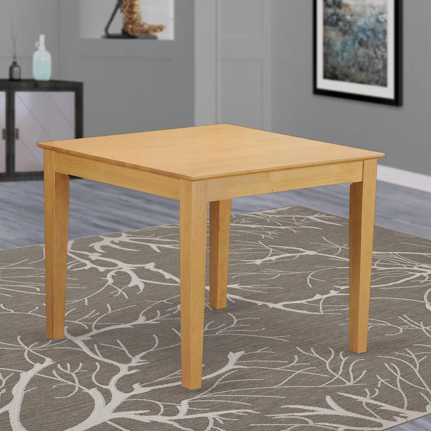 East West Furniture OXT-OAK-T Oxford Square Modern Kitchen Table for Small Spaces, 36x36 Inch, OAK