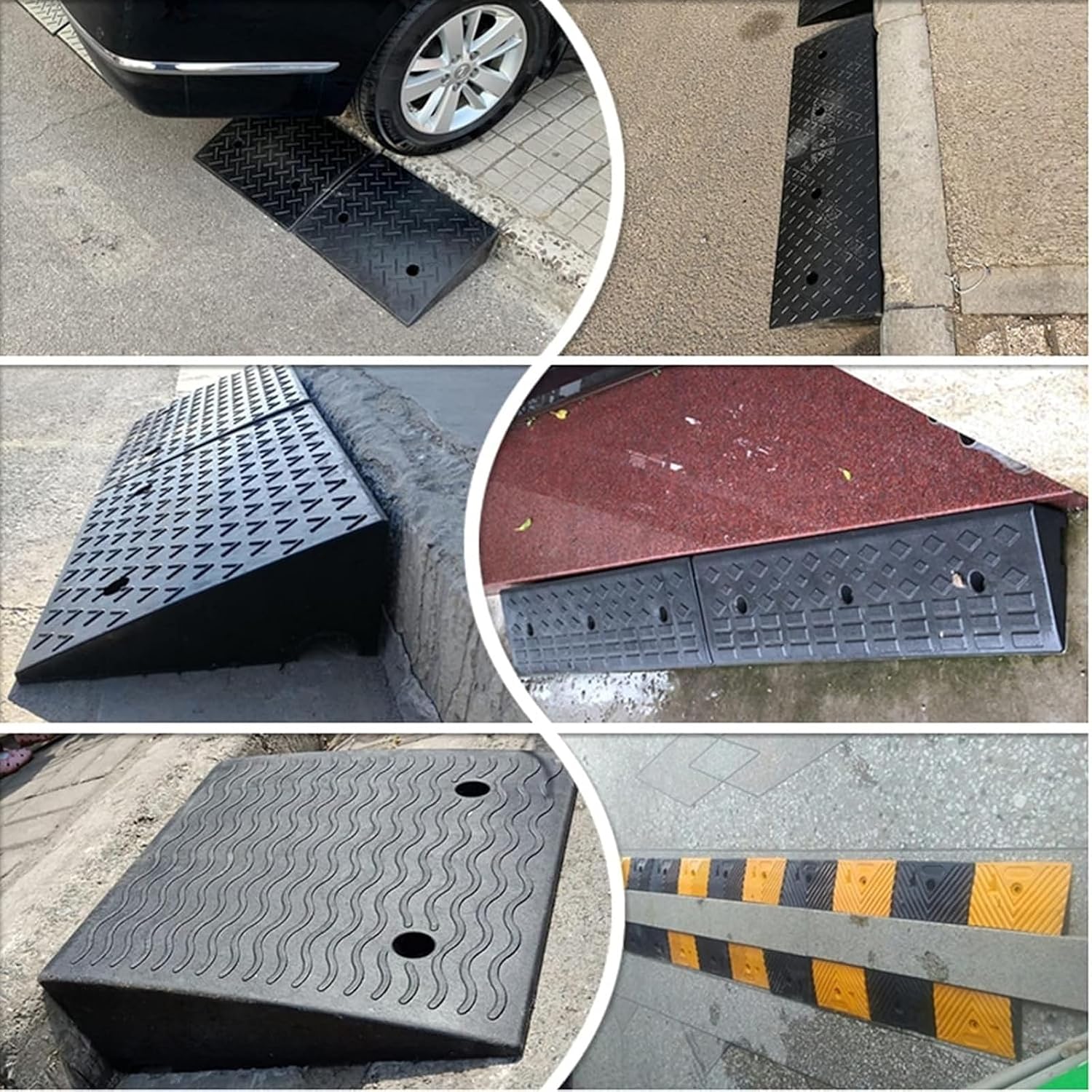 Ramps Threshold Ramp, Doorways Curb Threshold Ramp for Scooter/Skateboard/Motorcycle/Bicycle, 1.5inch / 2inch / 3inch / 3.5inch / 4inch Rise, Rubber Non-Slip Moving Ramps(5cm/2in) (10cm/3.9in)