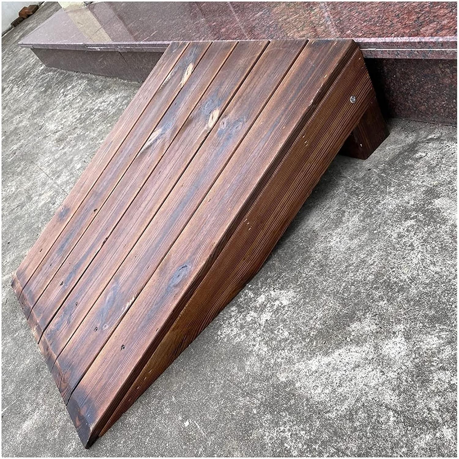 Generic Entry Ramps for Wheelchairs for Home, Portable Anti-Skid Wood Threshold Ramps for Doorways 4'' 7'' 8'' 10'' 12'' Rise, Transition Ramp for Cars/Motorcycle/Disabled Chair(90x50x10cm)