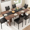 Squireewo 70 INCH Dining Table for 4 6 People, Modern Wooden Dining Table W/Thickened Waterproof Tabletop, Rectangle Dinner Table with Heavy Duty Legs for Kitchen, Dining Room (Brown&Black)