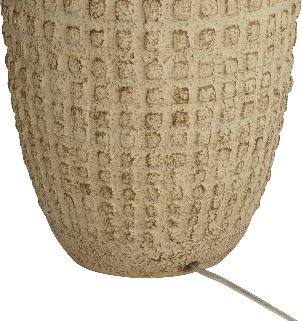 360 Lighting Delon 26 1/2' Tall Jar Farmhouse Rustic Country Cottage Core Coastal Table Lamp Natural Brown Beige Terra Cotta Finish Single White Shade Living Room Bedroom Bedside Nightstand House