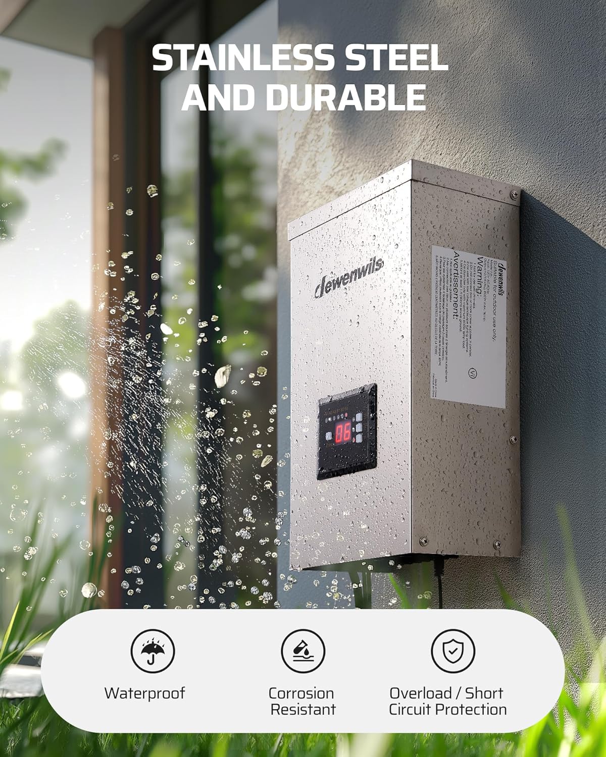 DEWENWILS 600W Low Voltage Landscape Transformer, 6 Independent Outputs, Low Voltage Transformer with Photocell Sensor, 120V to 12V/14V AC, Stainless Steels Landscape Lighting Transformer Outdoor