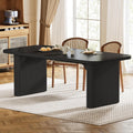 Tribesigns Modern Dining Table for 6 People, 62-Inch Black Kitchen Table with Double Robust Pedestal, Long Rectangle Wood Dinner Table for Dining Room, Coffee Black