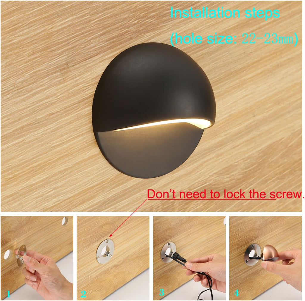LED Deck Lights Kit, Pack of 20 Low Voltage LED Step Stair Lights, Φ1.97 Outdoor Garden Yard Decoration Lamp Recessed Landscape Pathway Step Stair Warm White LED Lighting, Black