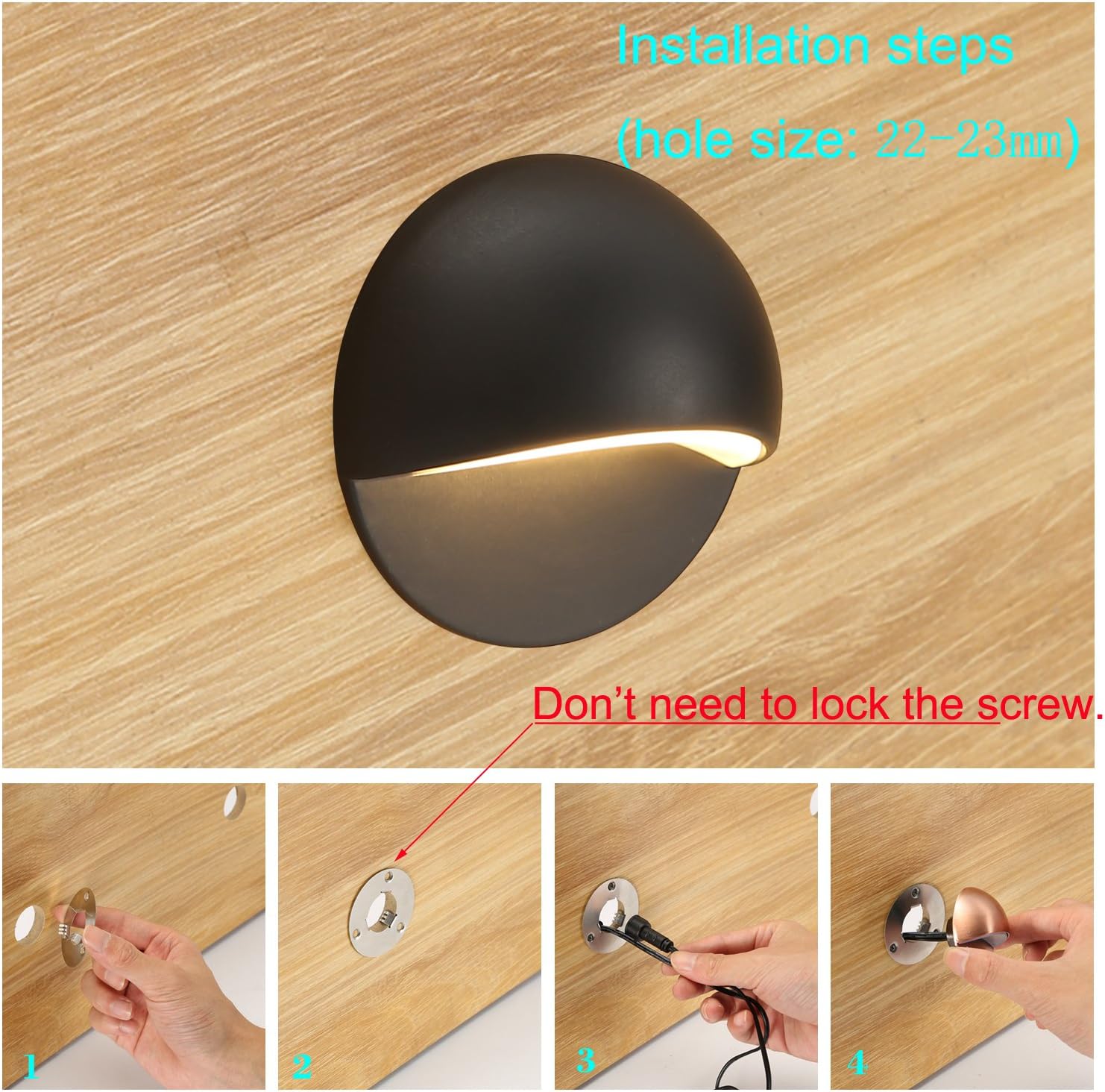 LED Deck Lights Kit, Pack of 20 Low Voltage LED Step Stair Lights, Φ1.97 Outdoor Garden Yard Decoration Lamp Recessed Landscape Pathway Step Stair Warm White LED Lighting, Black