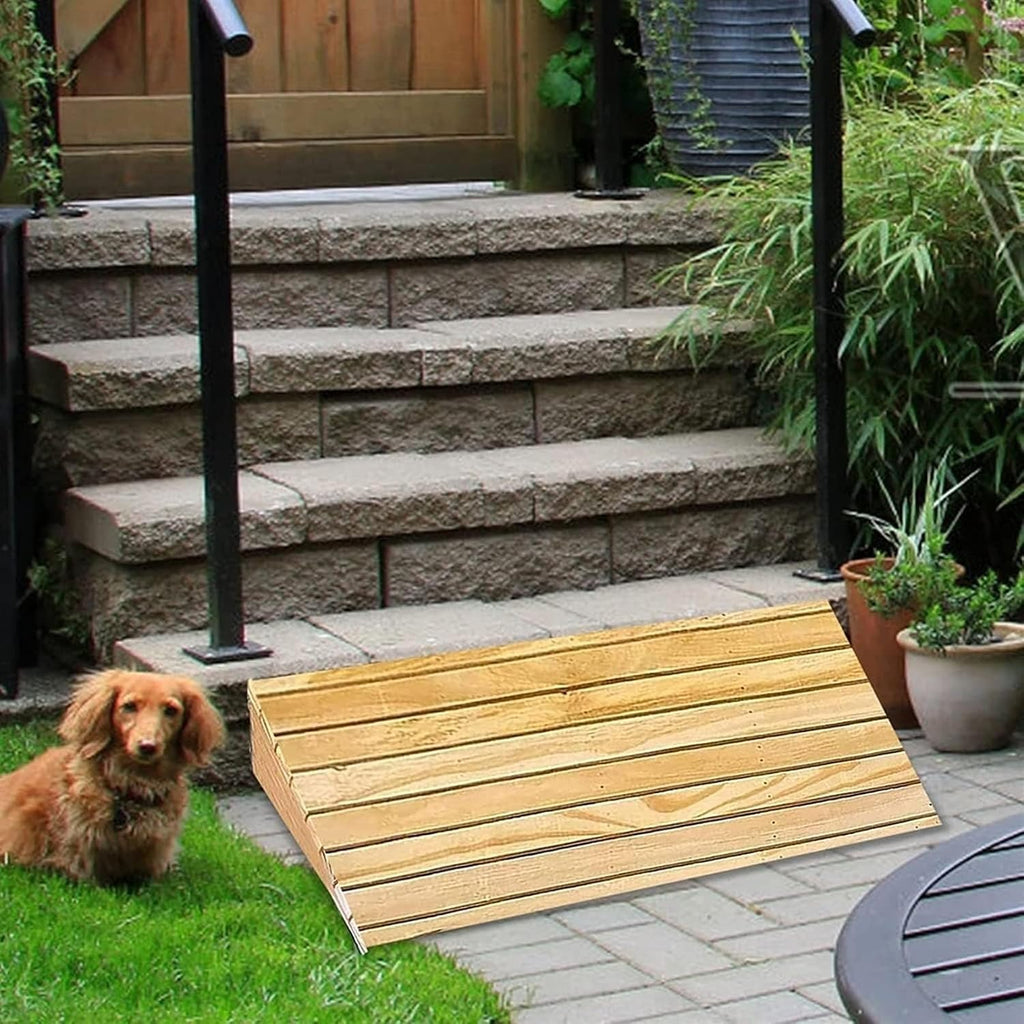 Wooden Threshold Ramp, 3/4/6/7/8 Inch Rise, Non-Slip Portable Curb Ramp for Wheelchair, Bike, Doorway, Entrance, 600 lb Capacity