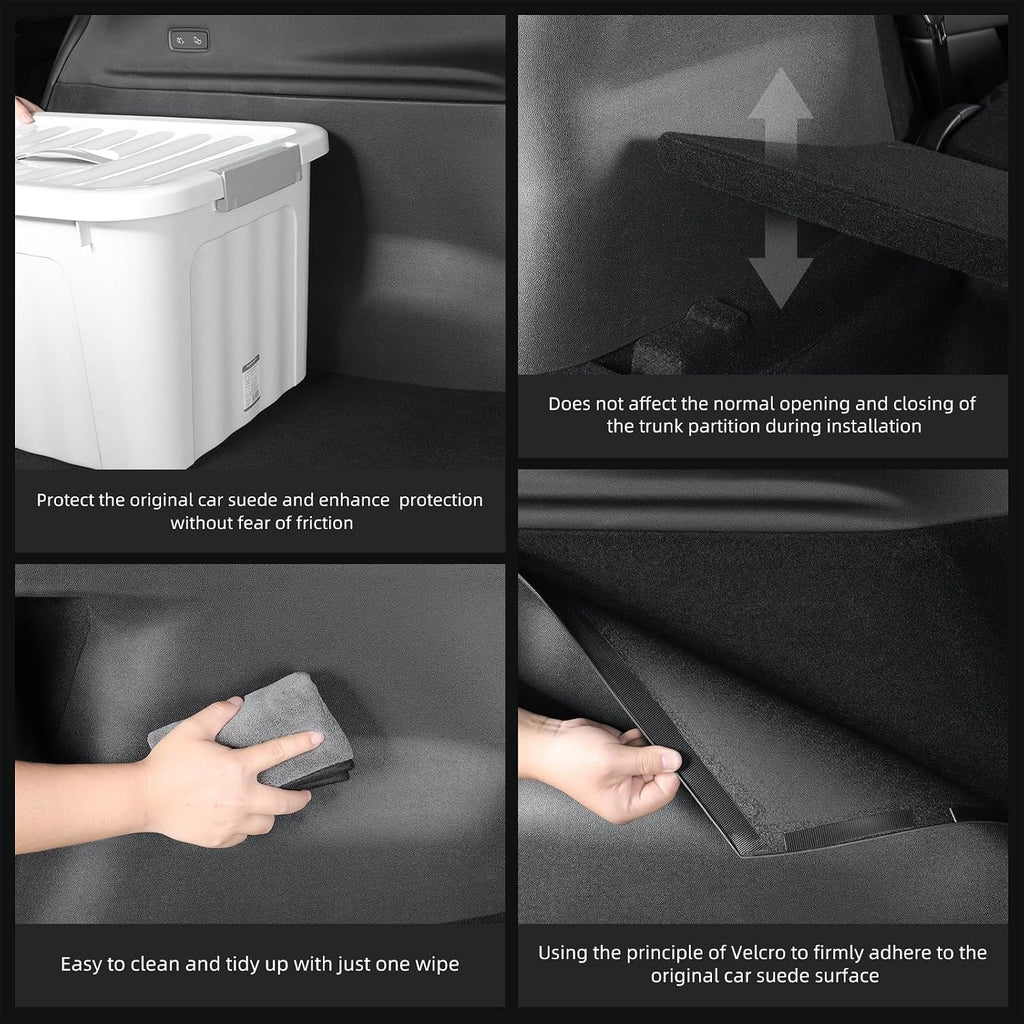 LUCKEASY Fit for Tesla Model Y Juniper 2025 2026 Front & Back Door Threshold Strip& Anti-Kick Pad|Rear Trunk Side Protective Cover|Trunk Tailgate Mat|Rear Bumper Guard