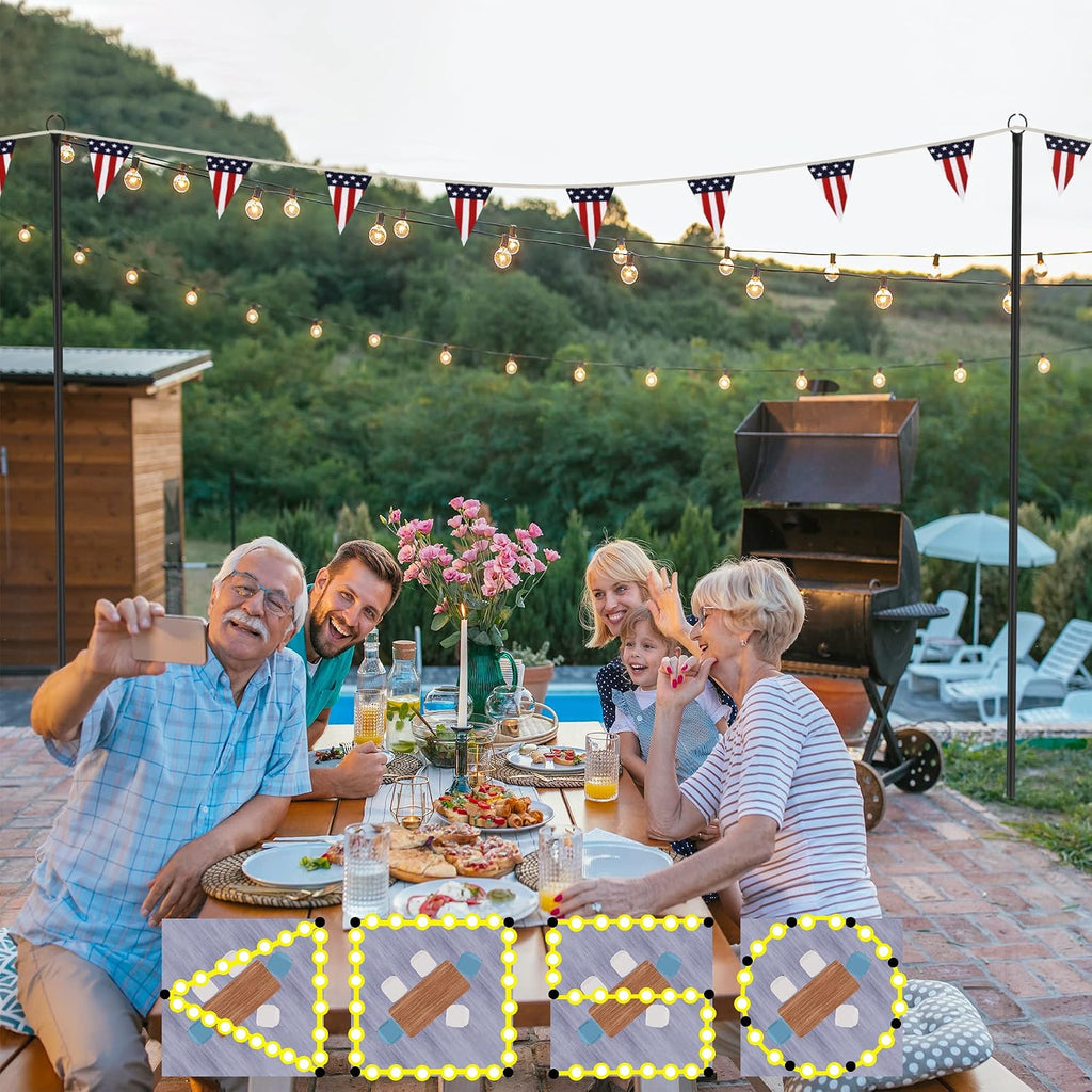4 Pack String Light Poles for Outside, 10.5 Ft Outdoor String Light Poles for String Lights, Backyard Patio Light Poles for Bistro Party Wedding, Metal Pole for Outdoor String Lights