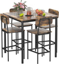 Dining Table Set for 4, 5 Piece Kitchen Table with Chairs, Sturdy Industrial Space Saving Dinette Set for Pub, Family Dinners, Apartment, Dark Brown