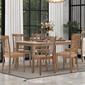 COLAMY Wooden Dining Room Chairs Set of 6, Spindle High Back Windsor Kitchen Side Chair, Farmhouse Dining Chairs for Kitchen, Dining Room, Light Brown