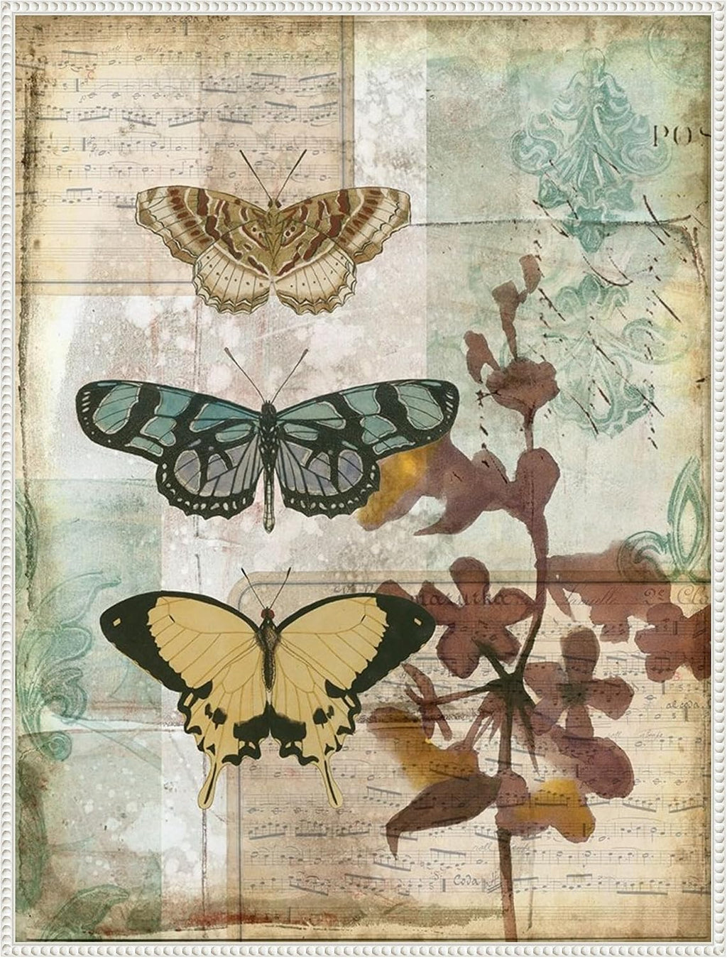 Amanti Art Framed Canvas Wall Art 42x32 Music Box Butterflies I by Jennifer Goldberger, Framed Wall Art Canvas, Animals Artwork, Traditional Decor, Oversize Poster Painting for Living Room, Bedroom,