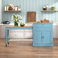 HLR 72' Kitchen Island with Extendable Table for 2-4, Island Table for Kitchen with Power Outlet and Storage Slide Out Legs, Rolling Islands Cart with 2 Doors (Blue)