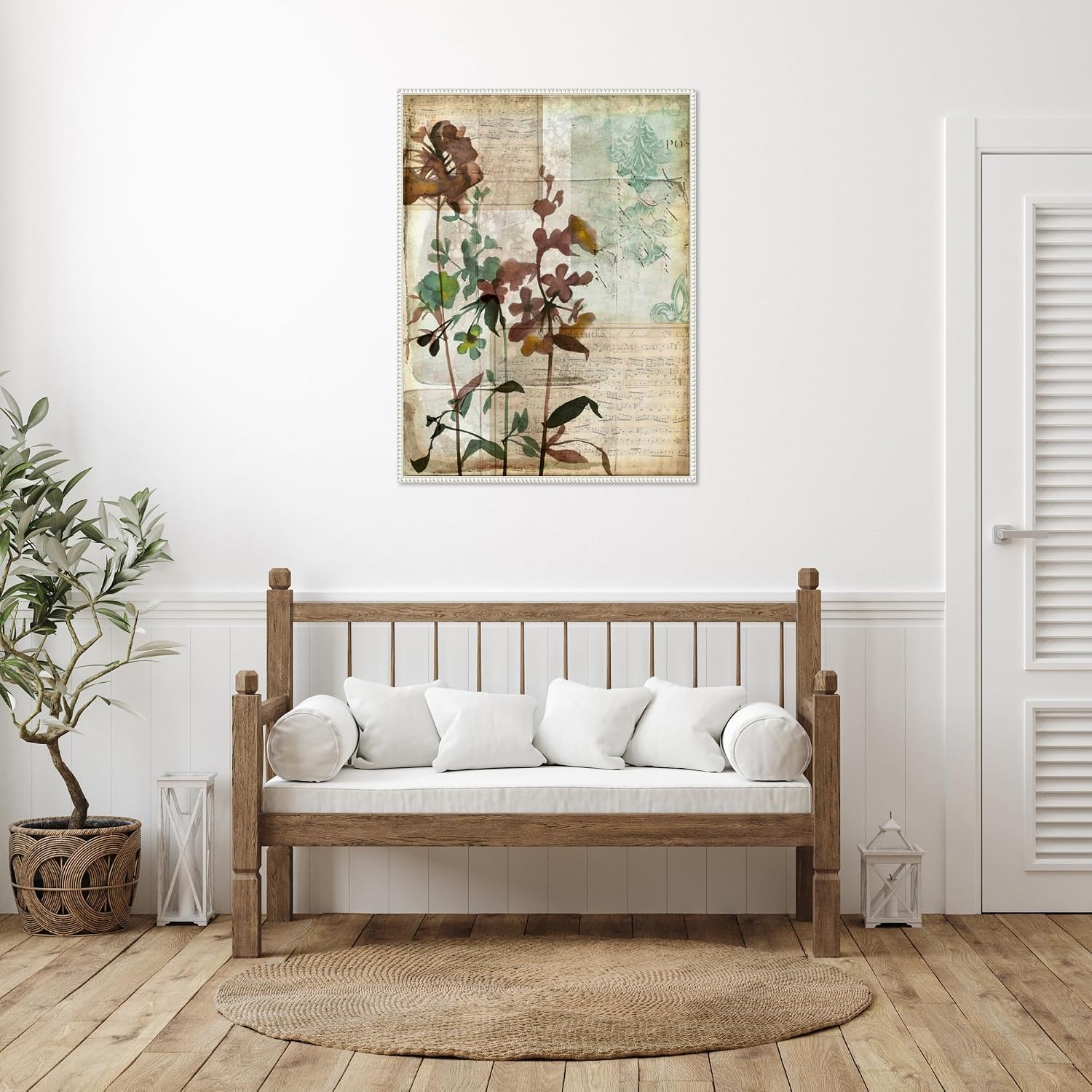 Amanti Art Framed Canvas Wall Art 42x32 Music Box Floral I by Jennifer Goldberger, Framed Wall Art Canvas, Flowers Artwork, Traditional Decor, Oversize Poster Painting for Living Room, Bedroom,