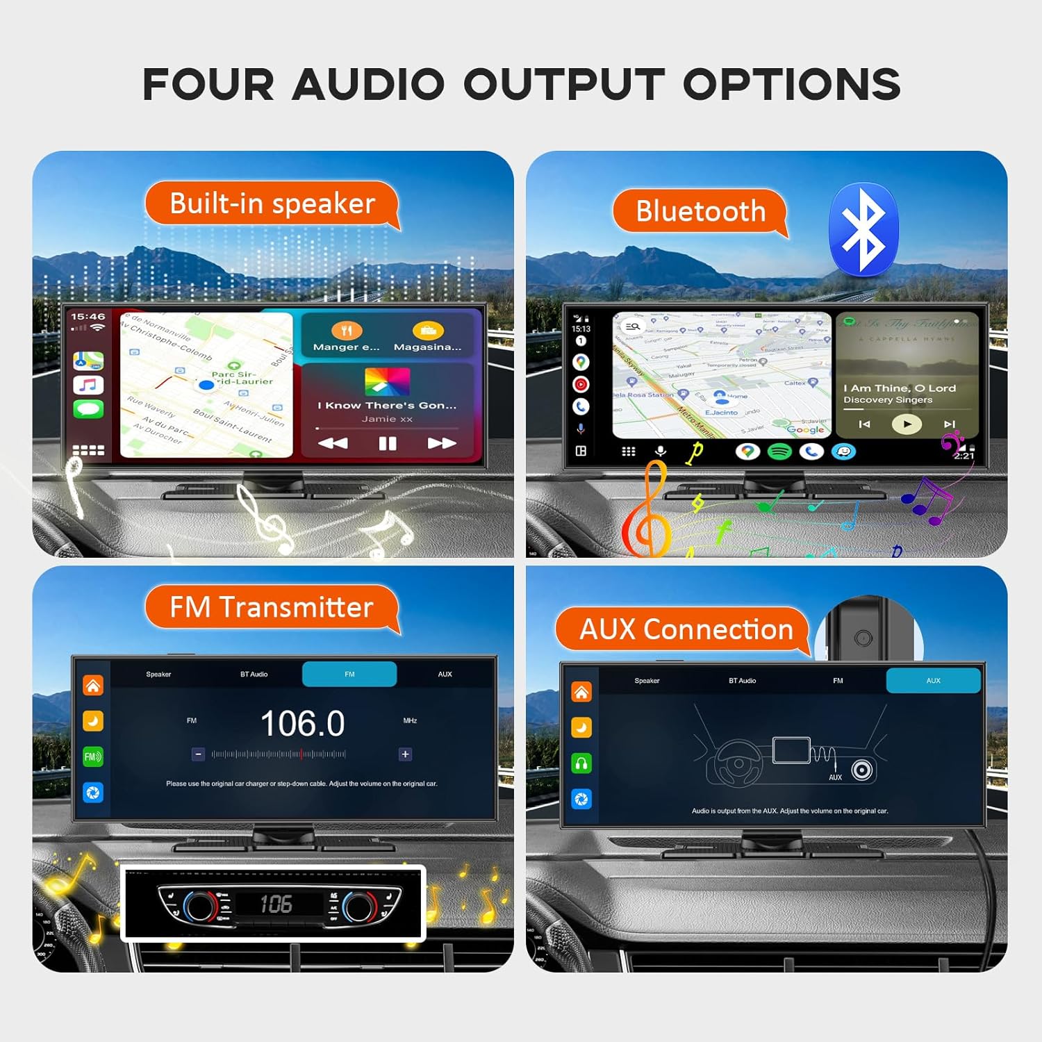 Largest 11.5' Portable Carplay Screen for Car, 4K Wireless Car Play & Android Auto, Upgrade Touchscreen with Dash Cam, App Control/Loop Recording/Backup Camera/Mirror Link/GPS/FM for All Vehicles