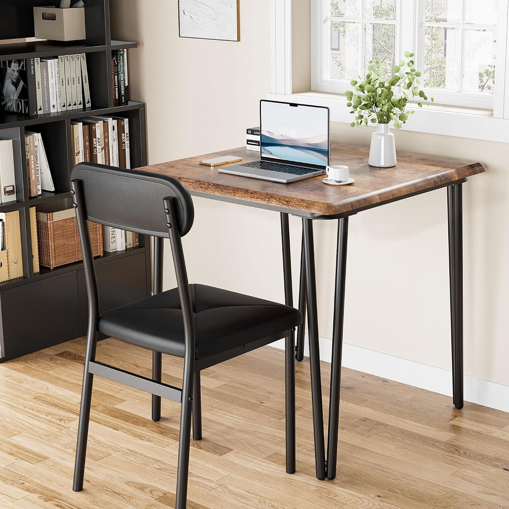 IDEALHOUSE Dining Table Set for 4, Kitchen Table with Upholstered Chairs for Kitchen Room and Small Spaces (Retro, Table with 2 Upholstered Chairs)