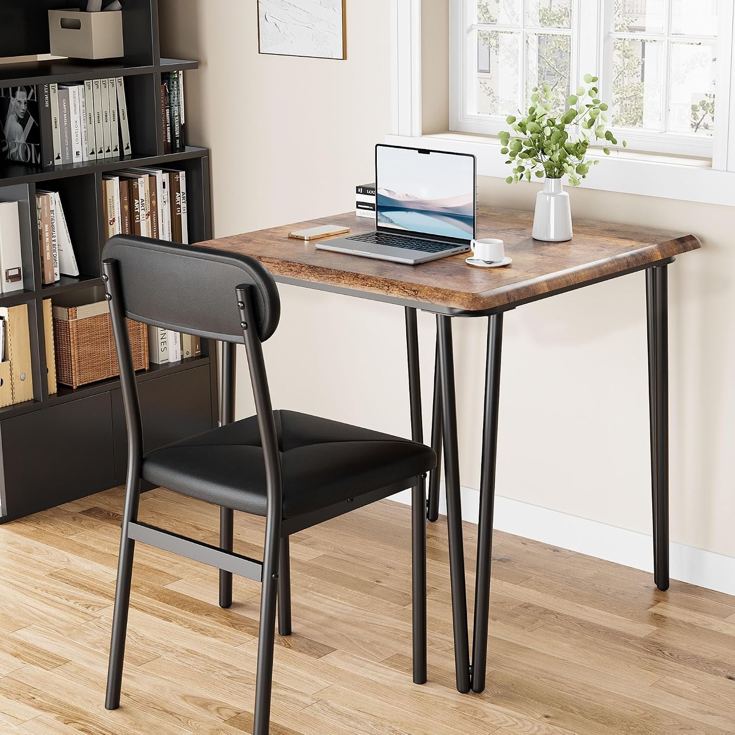IDEALHOUSE Dining Table Set for 4, Kitchen Table with Upholstered Chairs for Kitchen Room and Small Spaces (Retro, Table with 2 Upholstered Chairs)
