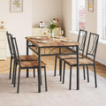 Garvee 5-Piece Wood Dining Table Set for 4, Rectangular Kitchen Table Set with 4 Chairs, Space-Saving Dining Table Set for Apartment, Studio, Kitchen, Small Space, Brown