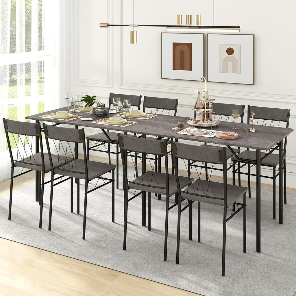 Giantex 5-Piece Breakfast Nook Set, 4 Dining Chairs, Metal Frame, Space-Saving Dinette Table Set for 4, Small Place, Kitchen Table Chairs Set of 4 (Cement Grey)